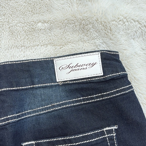 Subway Dark Wash Denim Pencil Skirt | Size 27 | Y2K Contrast Stitch Streetwear - Picture 5 of 6